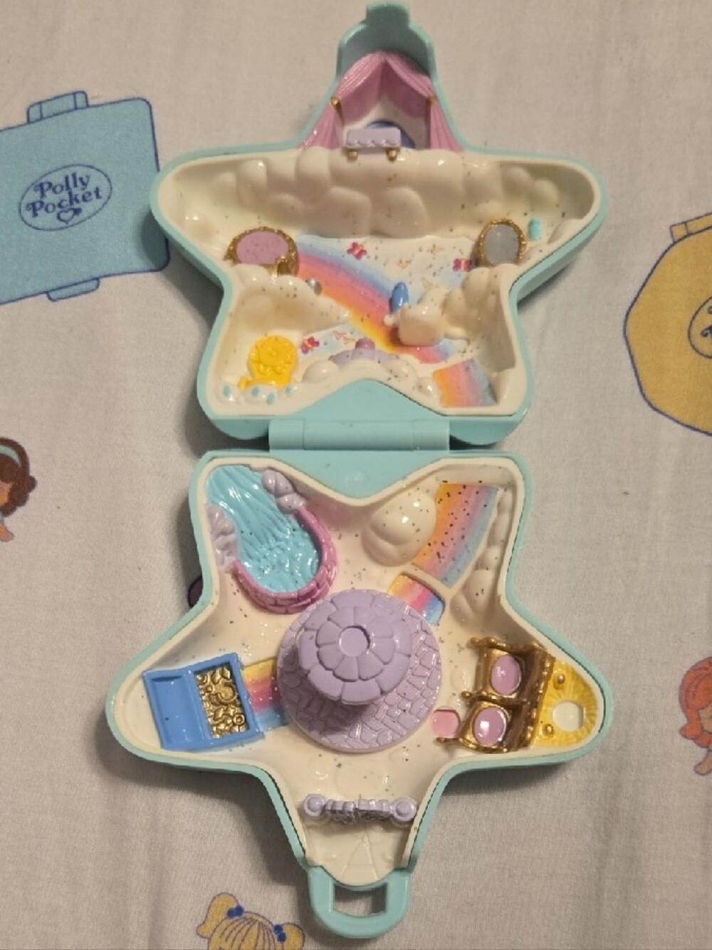 🌈 VTG 1992 Polly Pocket Fairy Wishing World Star Compact ONLY EUC✨